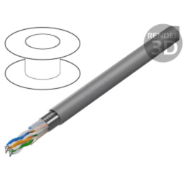 Cablu; F/UTP; 4x2x24AWG; litat; CCA; PVC; gri; 100m; Øcablu: 5,2mm