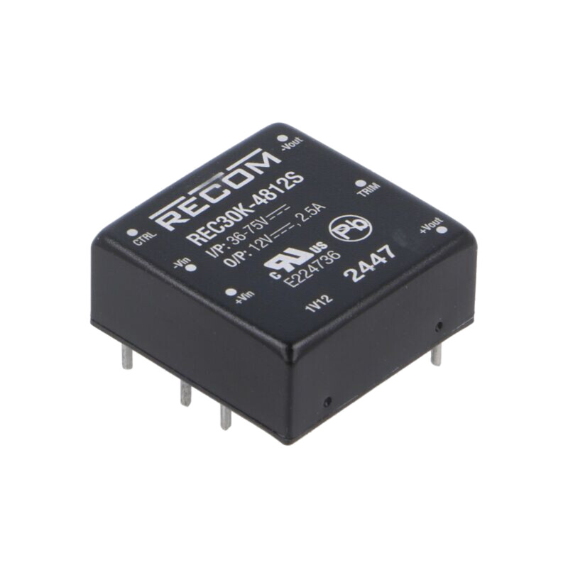 Convertor: DC/DC; 30W; Uintr: 36÷75VDC; Uieş: 12VDC; 1"x1"; REC30K