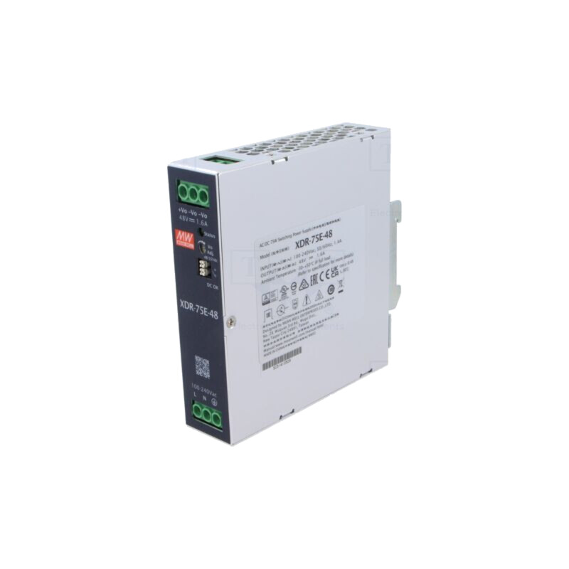 Alimentator: pulsatoriu; pentru şină DIN; 75W; 48VDC; 0÷1,6A; 91% Alimentator: pulsatoriu; pentru şină DIN; 75W; 48VDC; 0÷1,6A; 91%