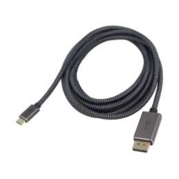 Cablu; DisplayPort mufă,USB C mufă; textilă; 3m; negru,argintiu