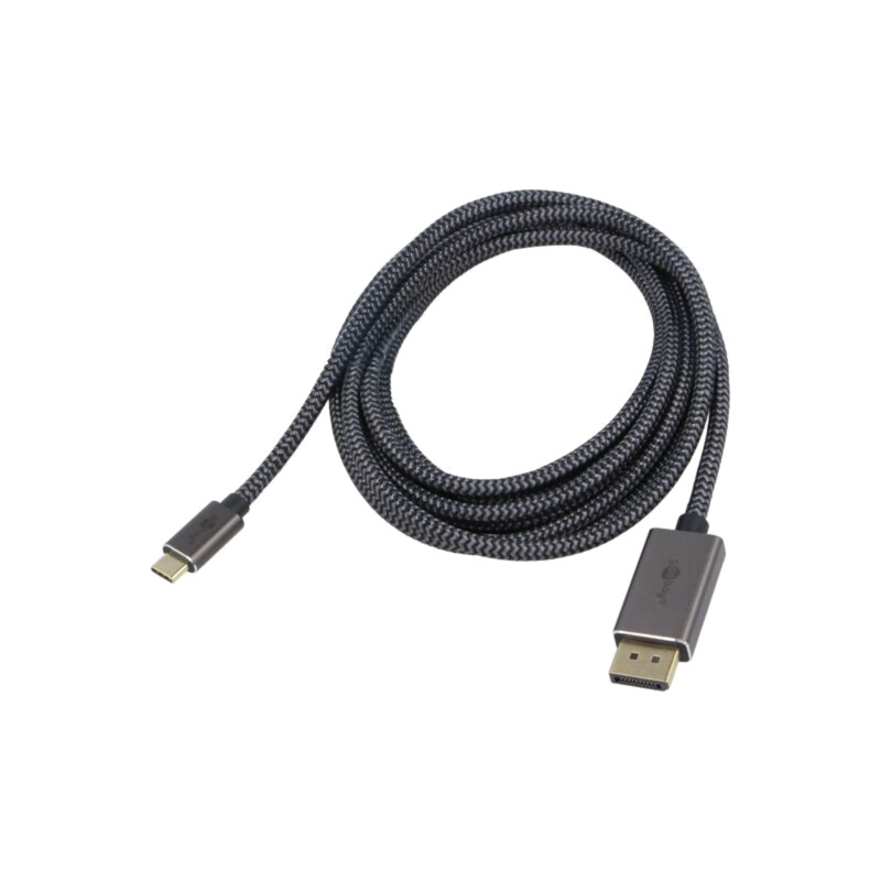 Cablu; DisplayPort mufă,USB C mufă; textilă; 3m; negru,argintiu
