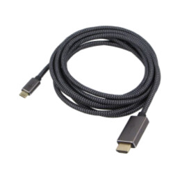Cablu; HDMI mufă,USB C mufă; textilă; 3m; negru,argintiu
