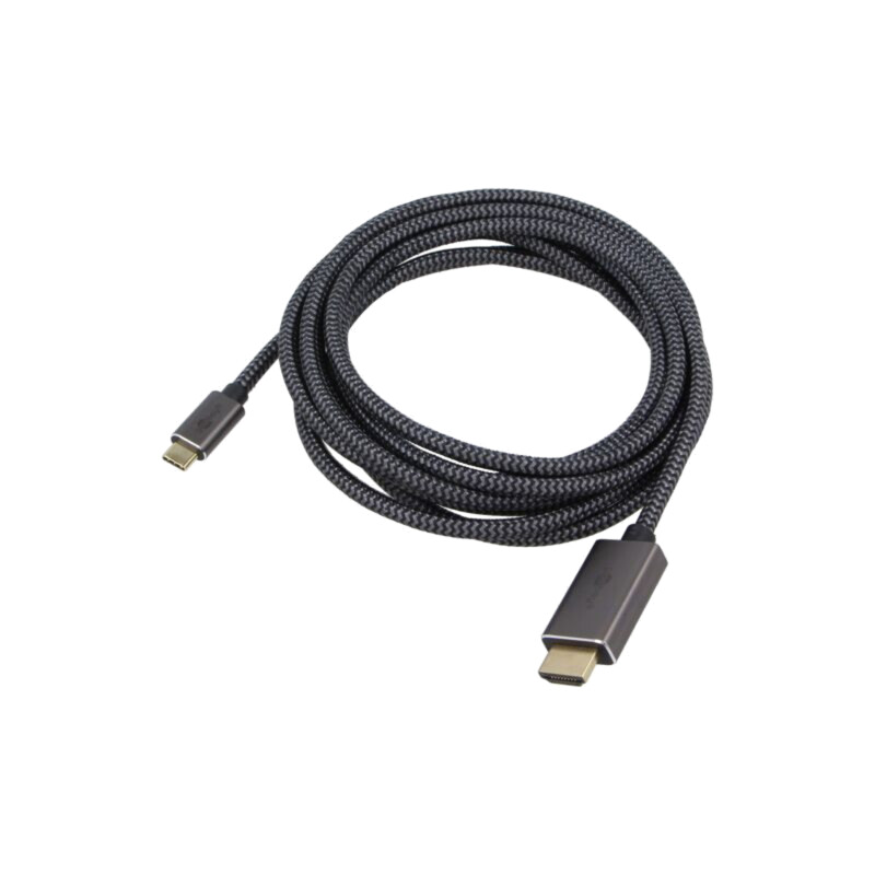 Cablu; HDMI mufă,USB C mufă; textilă; 3m; negru,argintiu Cablu; HDMI mufă,USB C mufă; textilă; 3m; negru,argintiu