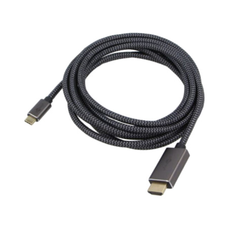 Cablu; HDMI mufă,USB C mufă; textilă; 3m; negru,argintiu