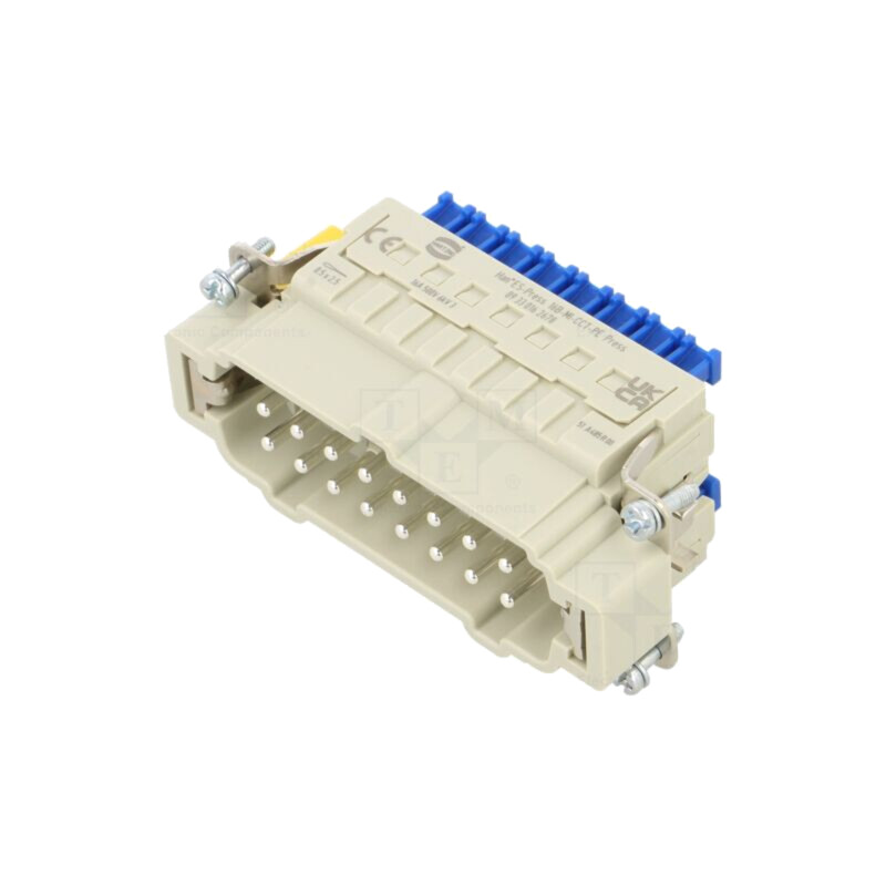 Conector: HDC; inserturi de contact; tată; 16A; 500V; PIN: 16; 16+PE Conector: HDC; inserturi de contact; tată; 16A; 500V; PIN: 16; 16+PE