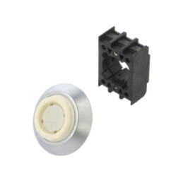 Comutator: acţionat prin apăsare; 22mm; albă