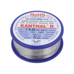 Fir de rezistenţă; 8,49Ω/m; -100÷1300°C; 0,1kg; Øext: 0,45mm