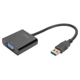 Adaptor; USB A mufă,VGA soclu; 150mm; negru; USB 3.2; neagră
