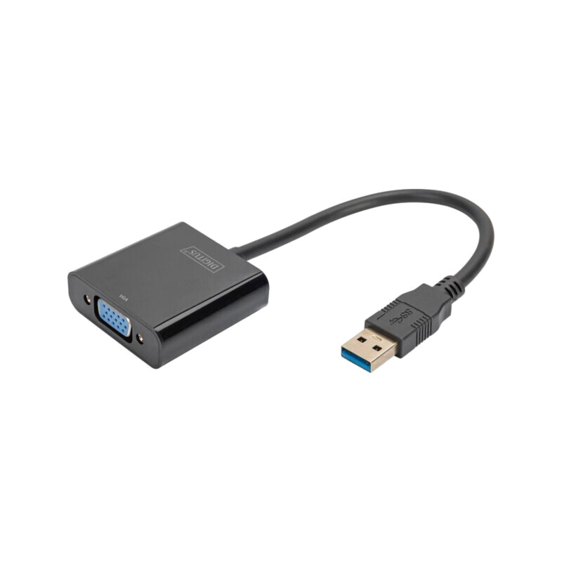 Adaptor; USB A mufă,VGA soclu; 150mm; negru; USB 3.2; neagră Adaptor; USB A mufă,VGA soclu; 150mm; negru; USB 3.2; neagră