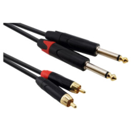 Cablu; Jack 6,3mm mufă x2,RCA mufă x2; 5m; negru; PVC