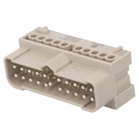 Conector: HDC; inserturi de contact; tată; 16A; 500V; PIN: 20; 20+PE