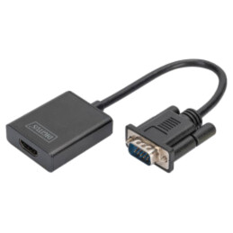 Convertor; HDMI soclu,Jack 3,5mm soclu,VGA mufă; 0,15m; neagră