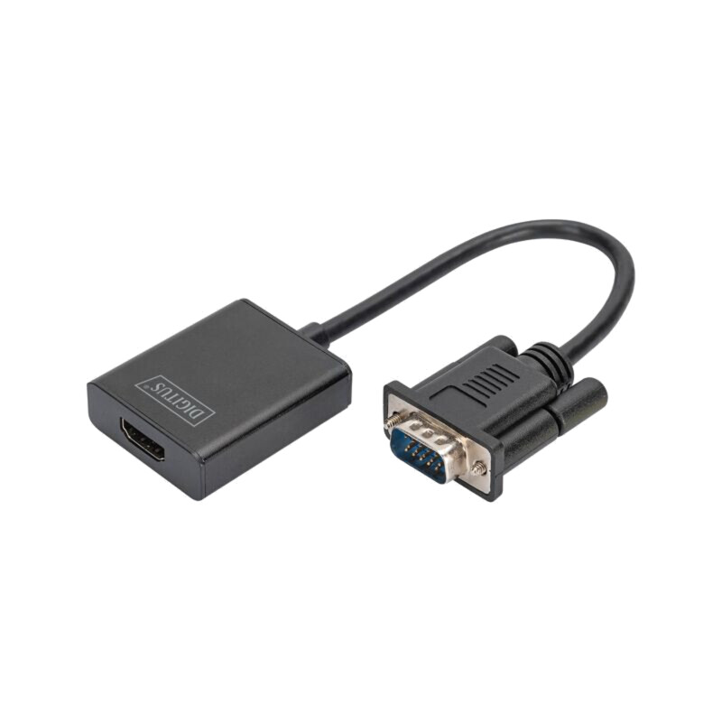 Convertor; HDMI soclu,Jack 3,5mm soclu,VGA mufă; 0,15m; neagră Convertor; HDMI soclu,Jack 3,5mm soclu,VGA mufă; 0,15m; neagră