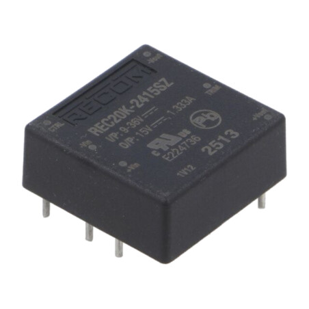 Convertor: DC/DC; 20W; Uintr: 9÷36VDC; Uieş: 15VDC; Iieş: 1333mA