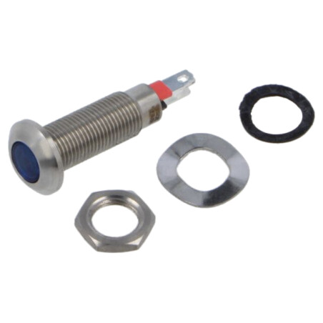 Lampă de control: LED; plată; albastră; 3,2VDC; Ø8,1mm; IP67
