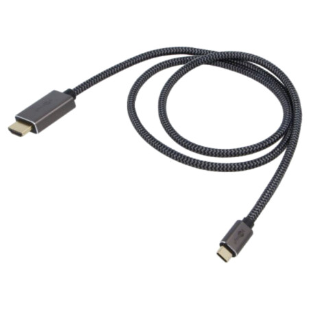 Cablu; HDMI mufă,USB C mufă; textilă; 2m; negru,argintiu