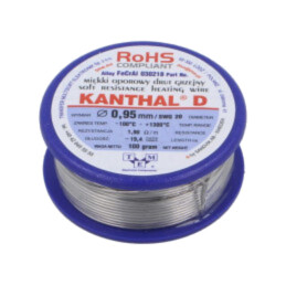 Fir de rezistenţă; 1,9Ω/m; -100÷1300°C; 0,1kg; Øext: 0,95mm; 20SWG