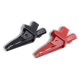 Bornă crocodil; 20A; neagră,roşie; Capacitate prindere: max.24mm