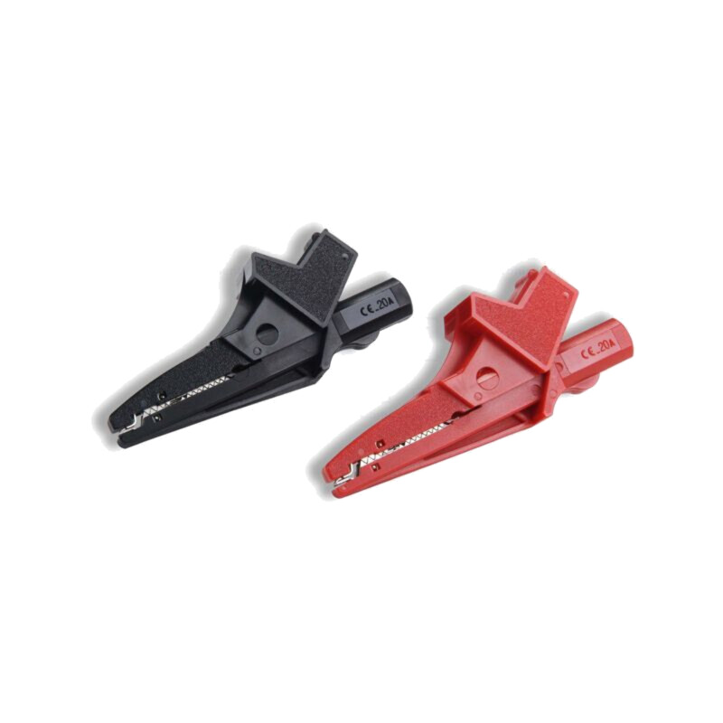 Bornă crocodil; 20A; neagră,roşie; Capacitate prindere: max.24mm