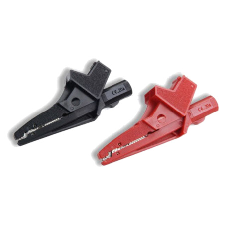 Bornă crocodil; 20A; neagră,roşie; Capacitate prindere: max.24mm