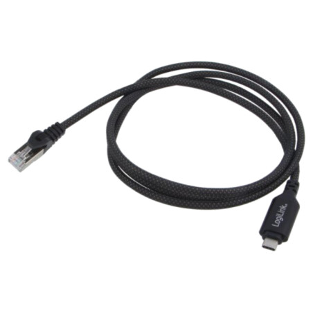 Cablu; USB 3.2; RJ45 mufă,USB C mufă; nichelat; 2m; negru; S/FTP