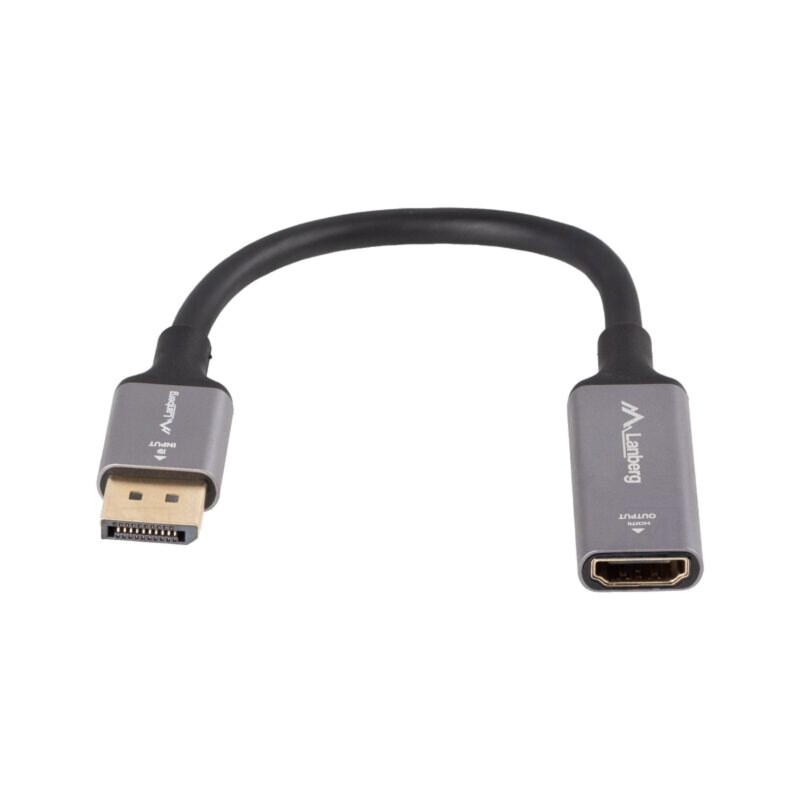 Adaptor; DisplayPort mufă,HDMI soclu; 0,2m; argintie; aluminiu Adaptor; DisplayPort mufă,HDMI soclu; 0,2m; argintie; aluminiu