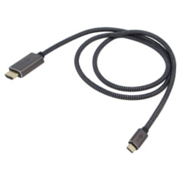 Cablu; HDMI mufă,USB C mufă; textilă; 1m; negru,argintiu