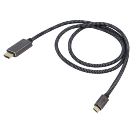 Cablu; HDMI mufă,USB C mufă; textilă; 1m; negru,argintiu