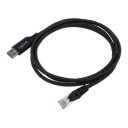 Cablu; USB 3.0; RJ45 mufă,USB A mufă; nichelat; 1,5m; negru; S/FTP