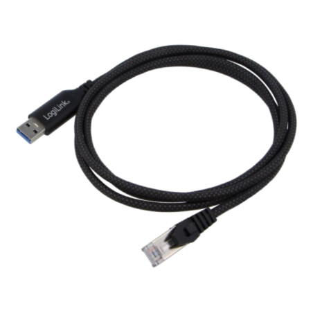 Cablu; USB 3.0; RJ45 mufă,USB A mufă; nichelat; 1,5m; negru; S/FTP
