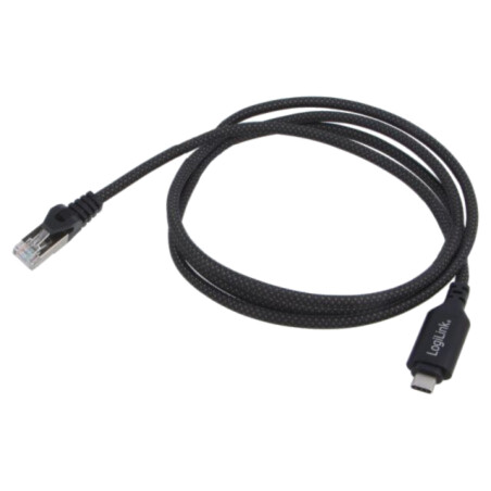 Cablu; USB 3.2; RJ45 mufă,USB C mufă; nichelat; 1,5m; negru; S/FTP