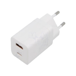 Alimentator: pulsatoriu; alimentare,plug-in; 5÷20VDC; 30W; albă