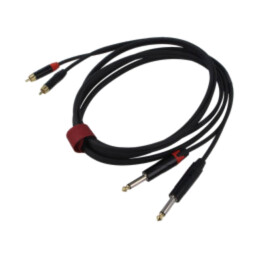Cablu; Jack 6,3mm mufă x2,RCA mufă x2; 3m; negru; PVC