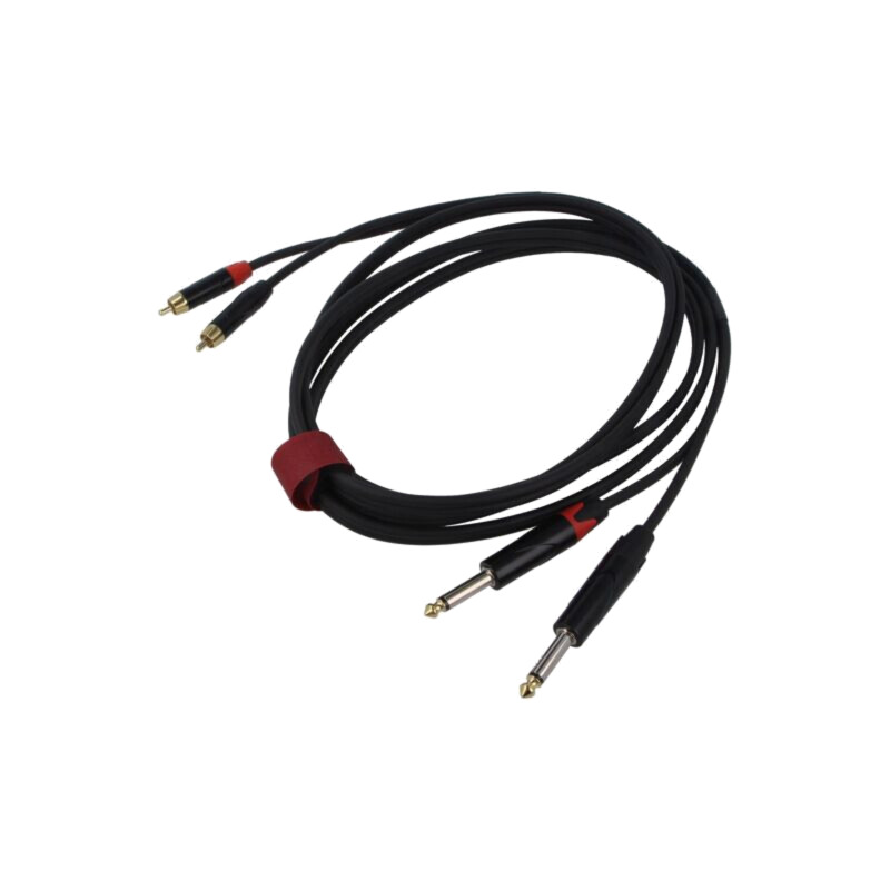Cablu; Jack 6,3mm mufă x2,RCA mufă x2; 3m; negru; PVC