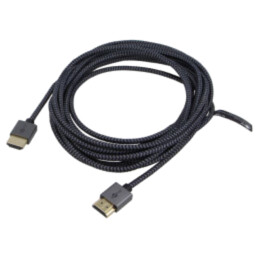 Cablu; HDMI mufă,din ambele părţi; PVC; textilă; 5m; negru și gri