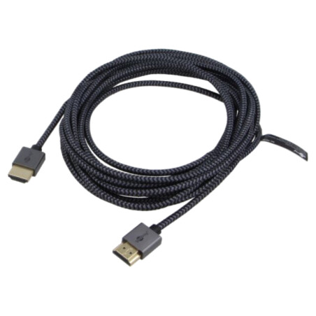 Cablu; HDMI mufă,din ambele părţi; PVC; textilă; 5m; negru și gri