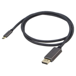 Cablu; DisplayPort mufă,USB C mufă; textilă; 2m; negru,argintiu