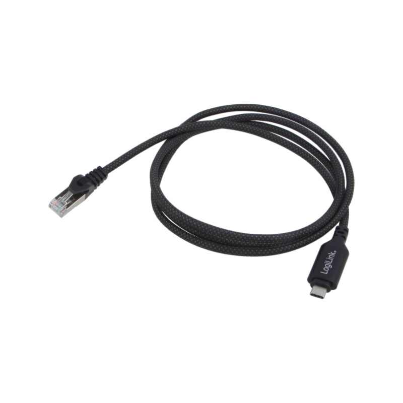 Cablu; USB 3.2; RJ45 mufă,USB C mufă; nichelat; 1m; negru; S/FTP Cablu; USB 3.2; RJ45 mufă,USB C mufă; nichelat; 1m; negru; S/FTP
