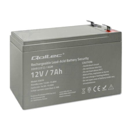 Acumul: plumb-acid; 12V; 7Ah; AGM; nu necesită întreţinere