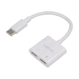 Adaptor; USB 2.0; USB C soclu x2,USB C mufă; 0,15m; albă