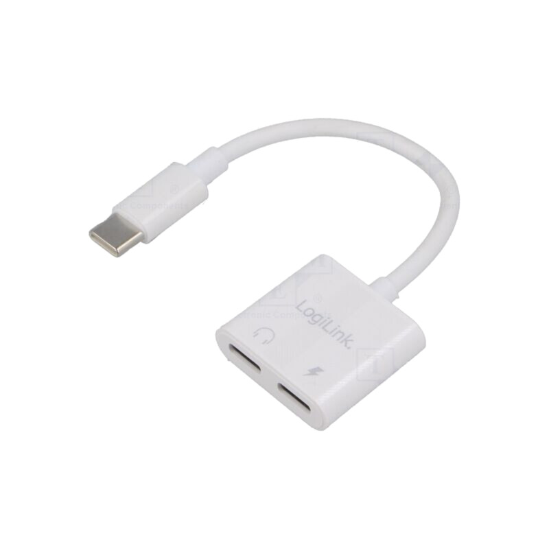 Adaptor; USB 2.0; USB C soclu x2,USB C mufă; 0,15m; albă Adaptor; USB 2.0; USB C soclu x2,USB C mufă; 0,15m; albă