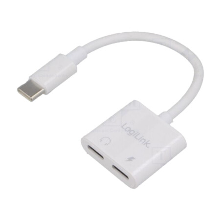 Adaptor; USB 2.0; USB C soclu x2,USB C mufă; 0,15m; albă