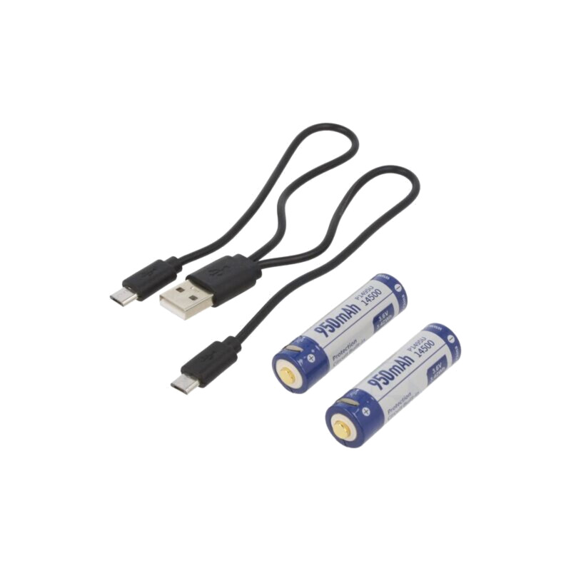 Acumul: Li-Ion; 14500; 3,6V; 950mAh; Ø14,3x50,4mm; Kit: cablu USB Acumul: Li-Ion; 14500; 3,6V; 950mAh; Ø14,3x50,4mm; Kit: cablu USB