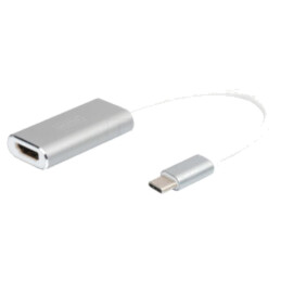 Adaptor; HDMI soclu,USB C mufă; 150mm; alb; USB 3.2; argintie