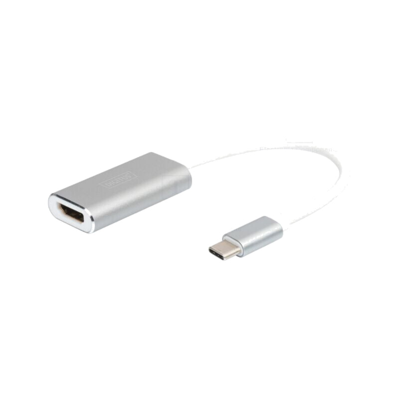 Adaptor; HDMI soclu,USB C mufă; 150mm; alb; USB 3.2; argintie