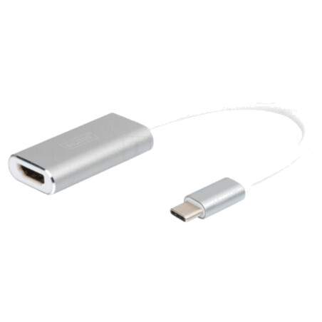 Adaptor; HDMI soclu,USB C mufă; 150mm; alb; USB 3.2; argintie