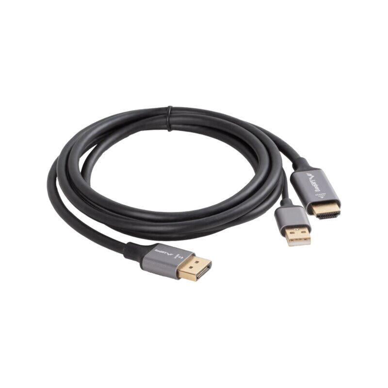 Cablu; DisplayPort mufă,HDMI mufă,USB A mufă; PVC; 1,8m; negru