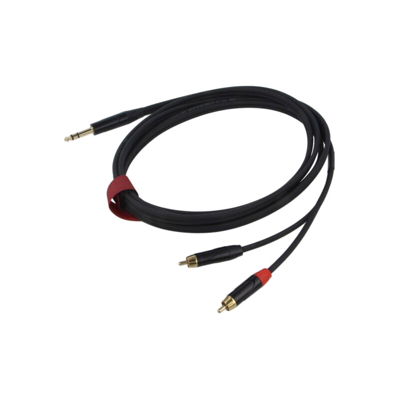Cablu; Jack 6,3mm mufă,RCA mufă x2; 3m; negru; PVC Cablu; Jack 6,3mm mufă,RCA mufă x2; 3m; negru; PVC