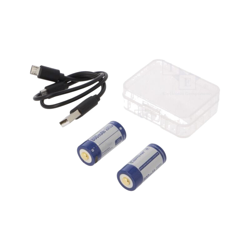 Acumul: Li-Ion; 16340; 3,6V; 800mAh; Ø16,7x36mm; Kit: cablu USB