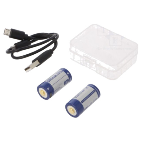 Acumul: Li-Ion; 16340; 3,6V; 800mAh; Ø16,7x36mm; Kit: cablu USB